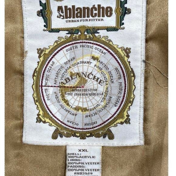 Ablanche Urban Fur Fitter XXL Men’s Brown Cream Faux Fur Hooded Full Zip Jacket - Picture 4 of 4